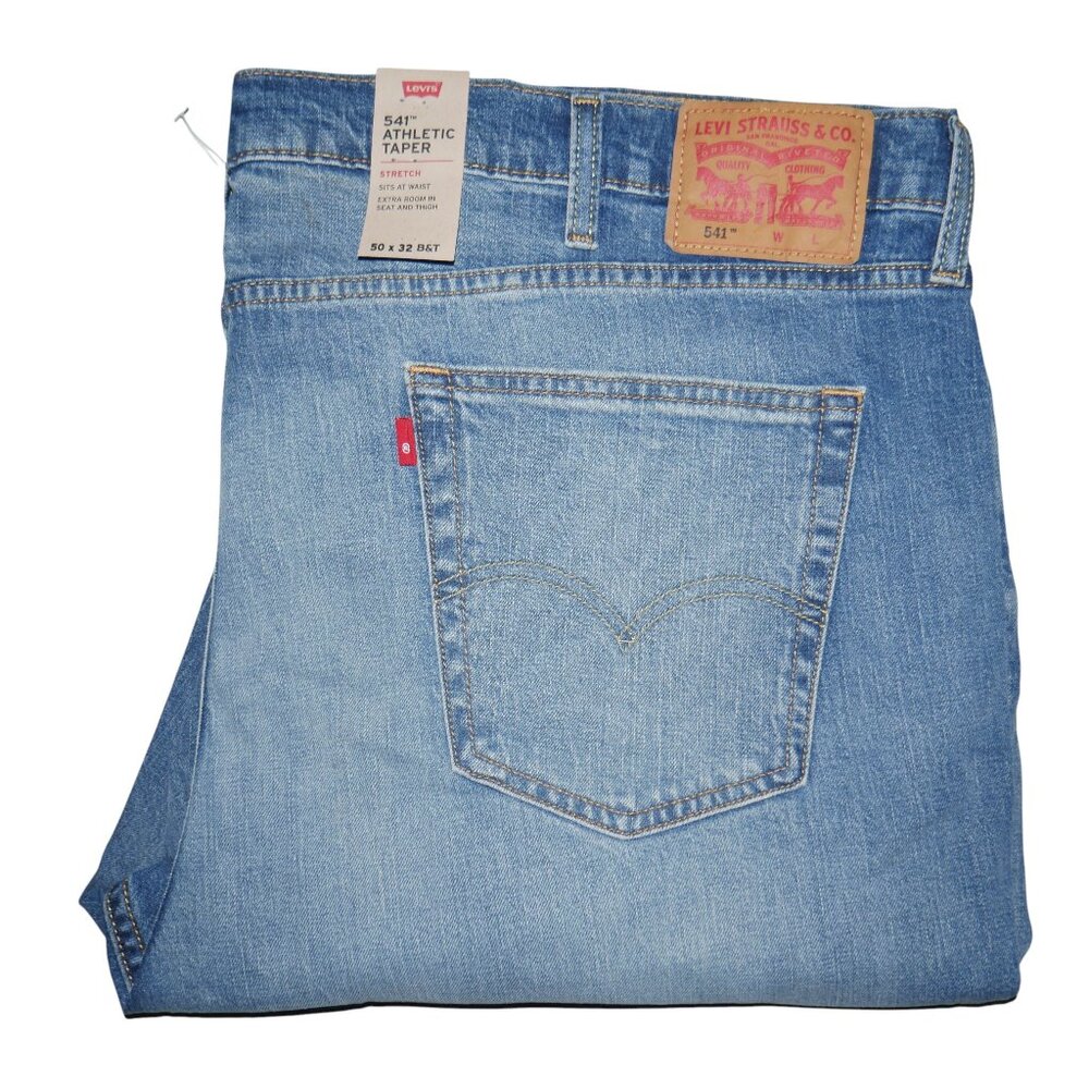Levis 541 Athletic Fit Jeans Men's Size 50x32 Meidum Wash Stretch Denim NWT